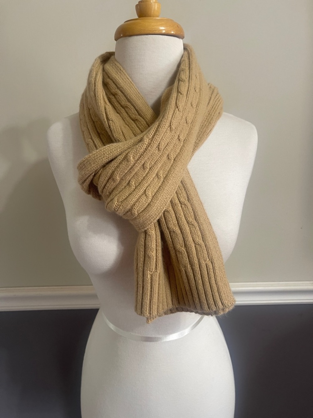 J. Crew Tan Camel Cable Knit Scarf